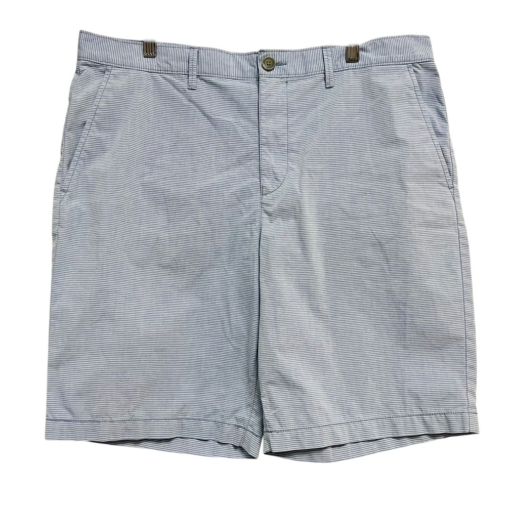 Original Penguin Shorts Mens‎ 36 Blue Striped Flat Front Cotton Blend Nautical